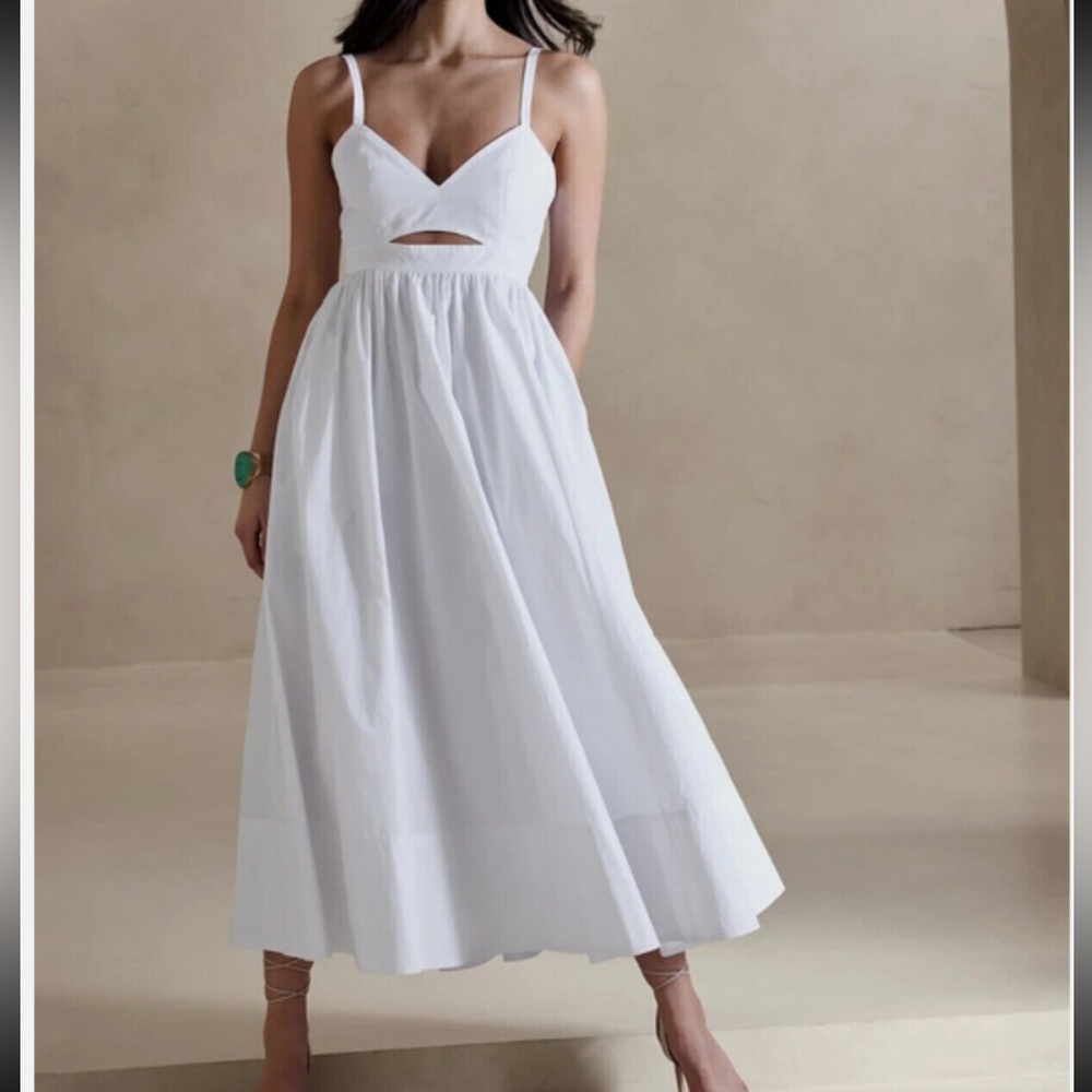 NWT Banana Republic TALL White Cotton Maxi Dress